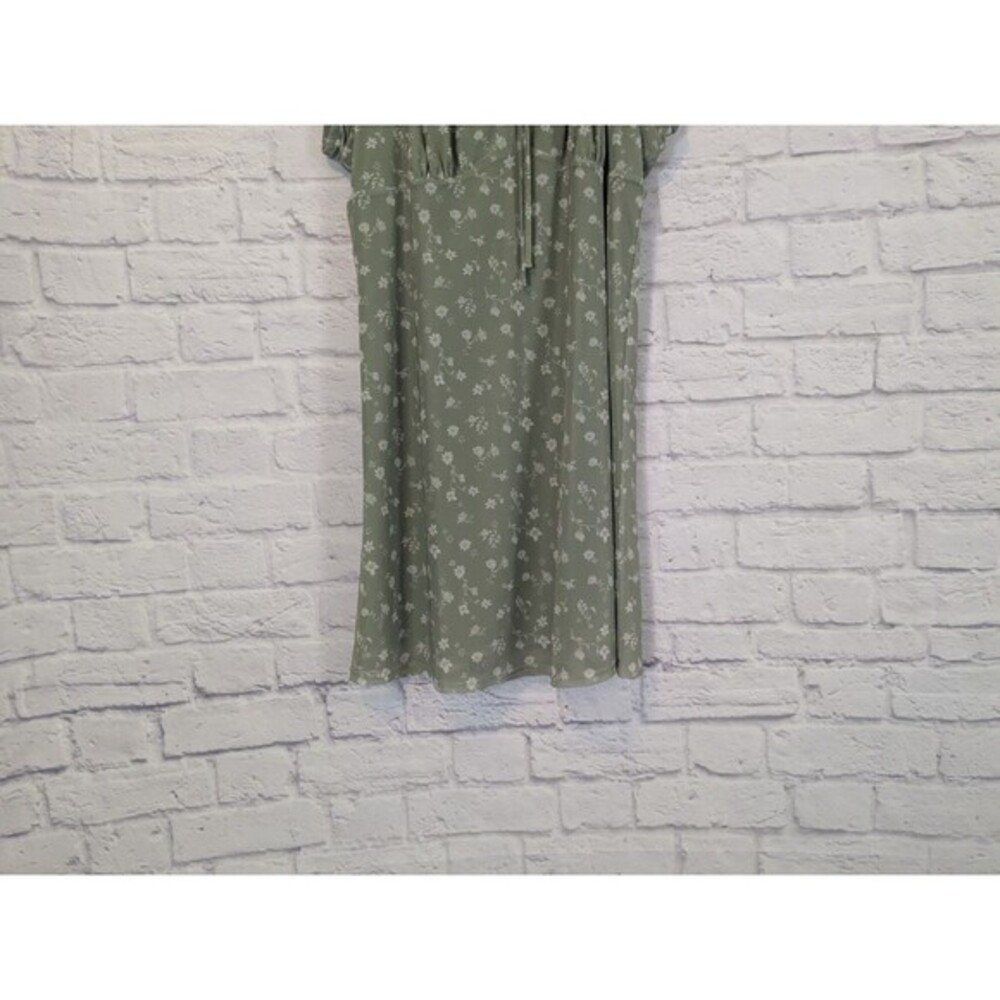 SO Green & White Mesh Floral Milkmaid Cap Sleeve Cottage dress Juniors X XL - Picture 4 of 9